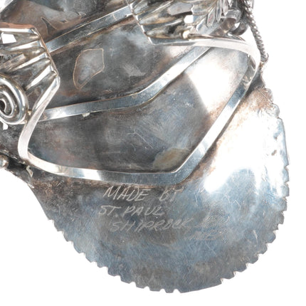 6.75" Vintage Huge Stover Paul Navajo sterling silver turquoise cuff bracelet