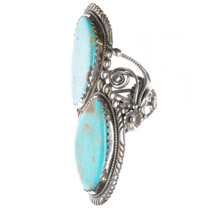 6.75" Vintage Huge Stover Paul Navajo sterling silver turquoise cuff bracelet