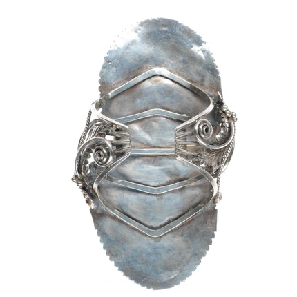 6.75" Vintage Huge Stover Paul Navajo sterling silver turquoise cuff bracelet