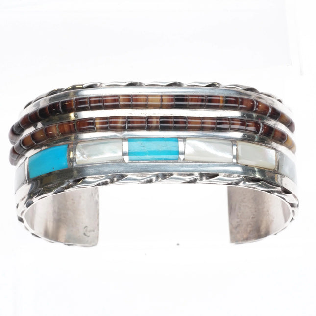 6.25" Vintage Navajo sterling silver Heishi/turquoise cuff bracelet