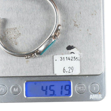 6" Orville Tsinnie Navajo turquoise cuff bracelet sterling silver modernist