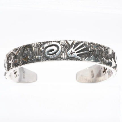 6.1" Kee Yazzie Navajo Petroglyph cuff bracelet sterling silver