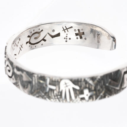 6.1" Kee Yazzie Navajo Petroglyph cuff bracelet sterling silver