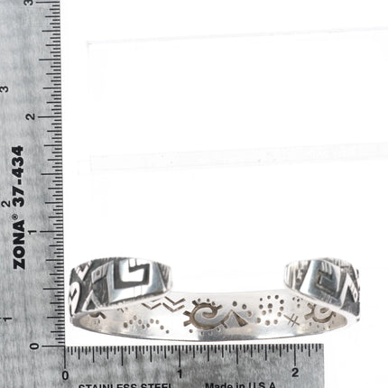 6.1" Kee Yazzie Navajo Petroglyph cuff bracelet sterling silver