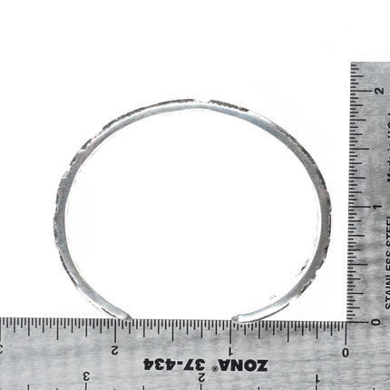 6.1" Kee Yazzie Navajo Petroglyph cuff bracelet sterling silver