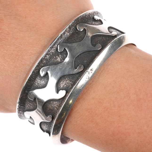 6" John Hornbeck Tufa Cast sterling silver cuff bracelet waves/water design