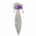 Fritz Casuse Navajo large 14k gold/Sterling silver purple stone/pearl pendant