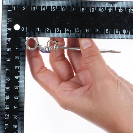 Fritz Casuse Navajo large 14k gold/Sterling silver purple stone/pearl pendant