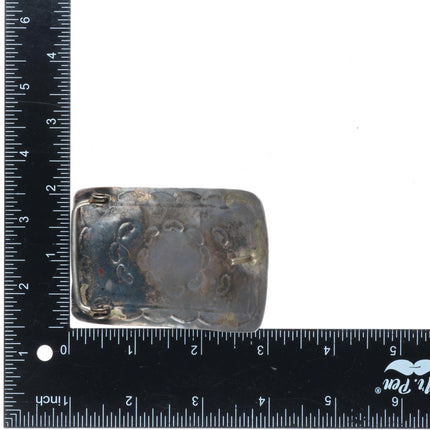 Vintage Navajo Sterling silver turquoise belt buckle stamped design