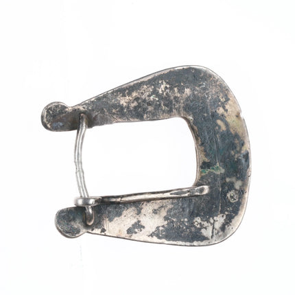 c1950's Vintage Zuni sterling silver turquoise channel inlay belt buckle