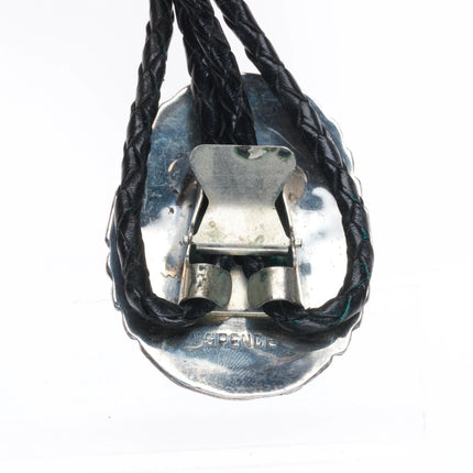 Vintage Spencer Navajo sterling silver Kingman turquoise cluster bolo tie