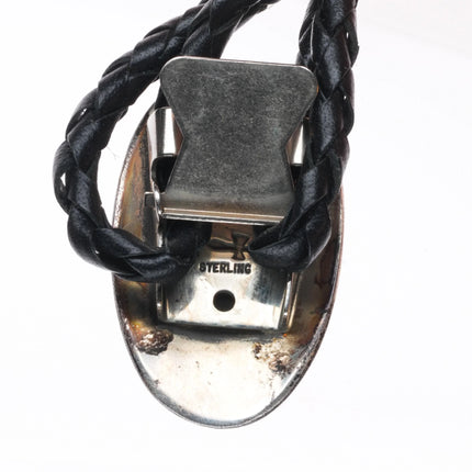 c1980 Vintage Navajo Gibson Gene sterling silver "End of the Trail" bolo tie