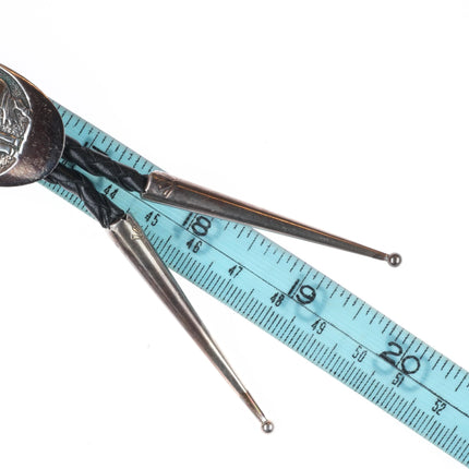 c1980 Vintage Navajo Gibson Gene sterling silver "End of the Trail" bolo tie