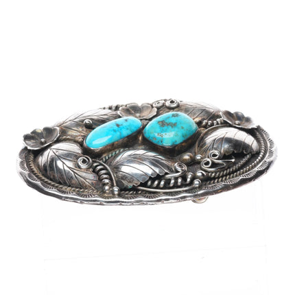 Big Della & Presley Curley, Navajo sterling silver vintage belt buckle turquoise