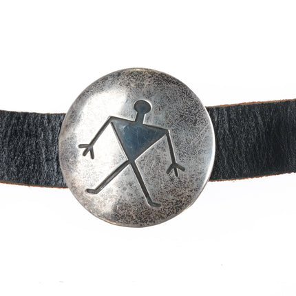 34" Vintage Navajo Overlay petroglyphs concho belt sterling silver cave dwellers