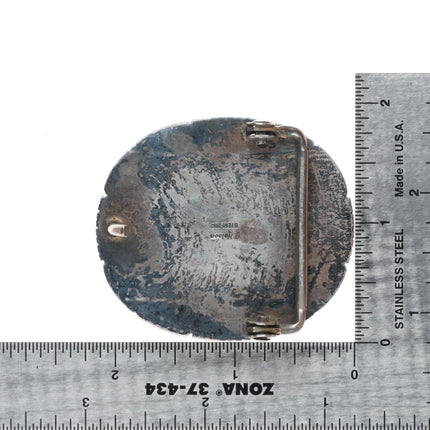 John Nelson Navajo sterling silver belt buckle w/gorgeous turquoise