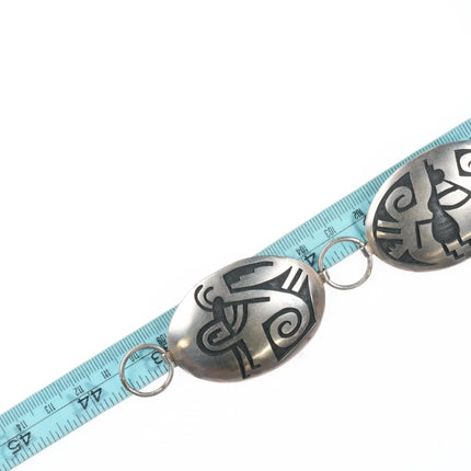 Manuel Hoyungowa Hopi overlay link concho belt w/ Kokopelli's sterling silver