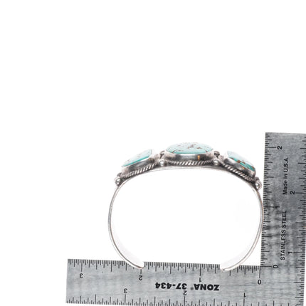 6.8" 1940's Navajo high grade #8 turquoise sterling silver cuff bracelet arrows