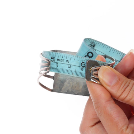 6" Myra Nastacio Zuni sterling silver 3 row needlepoint turquoise cuff bracelet