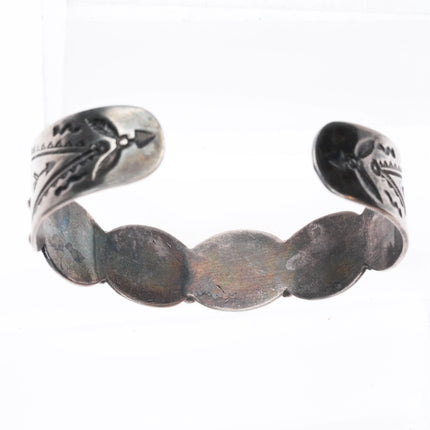 6.5" 1940's Navajo Blue Gem turquoise row cuff bracelet sterling silver