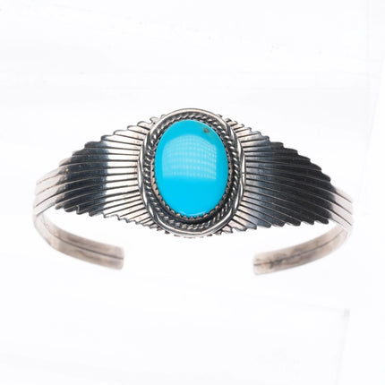 6.1" James Mason Navajo sterling silver cuff bracelet w/nice turquoise