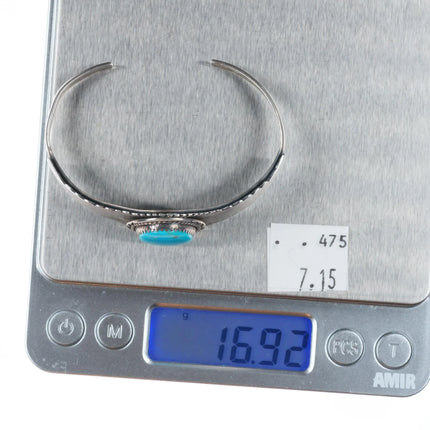 6.1" James Mason Navajo sterling silver cuff bracelet w/nice turquoise