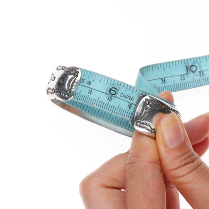 6.3" Wilbur Muskett Navajo sterling silver shadowbox turquoise row cuff bracelet