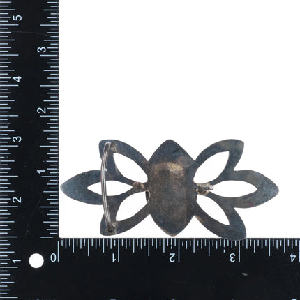 Vintage Navajo cast sterling silver belt buckle w/ nice center turquoise stone