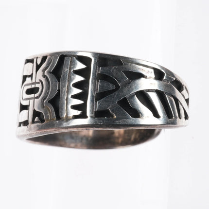 6.5" Vintage Mexican sterling silver geometric Aztec style cuff bracelet