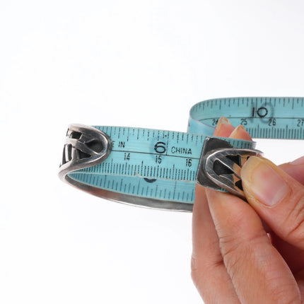 6.5" Vintage Mexican sterling silver geometric Aztec style cuff bracelet