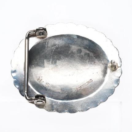 Herman Smith Navajo Heavily stamped sterling silver vintage belt buckle