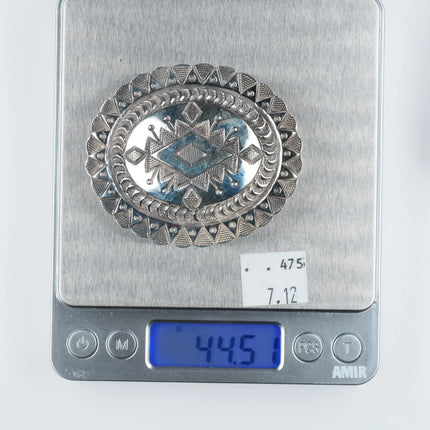 Herman Smith Navajo Heavily stamped sterling silver vintage belt buckle