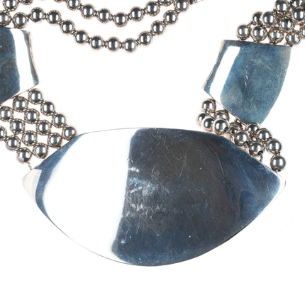 Oversized Retro Patricia Von Muslin sterling silver modernist bib necklace