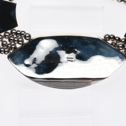 Oversized Retro Patricia Von Muslin sterling silver modernist bib necklace