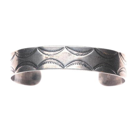6.6" Vintage Navajo hand stamped cuff bracelet sterling silver