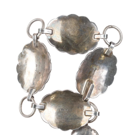 32.5" Vintage Navajo sterling silver onyx link belt hand stamped