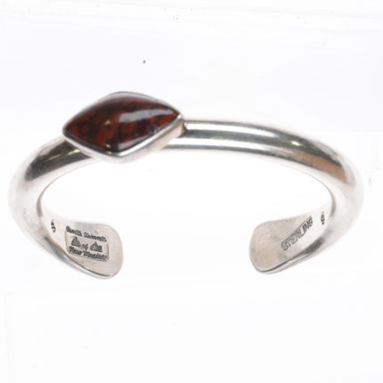 6" Orville Tsinnie Navajo sterling silver agatized petrified wood cuff bracelet