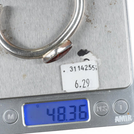 6" Orville Tsinnie Navajo sterling silver agatized petrified wood cuff bracelet