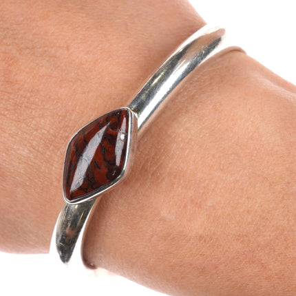 6" Orville Tsinnie Navajo sterling silver agatized petrified wood cuff bracelet