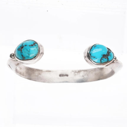 6" Vintage Navajo carinated sterling silver turquoise terminals cuff bracelet