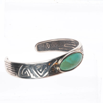 6.25" Lot/4 southwestern sterling silver turquoise/coral/opal cuff bracelets