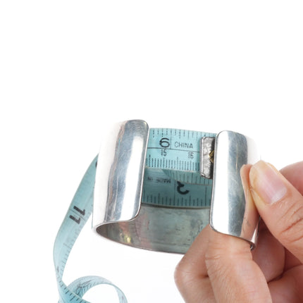 6.25" James Selina Hopi Overlay corn/kachina theme sterling silver cuff bracelet