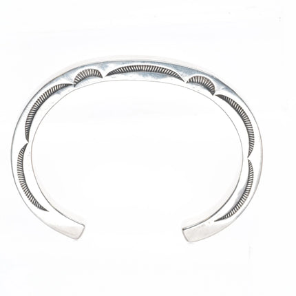 6" Orville Tsinnie Navajo hand stamped sterling silver stacker cuff bracelet