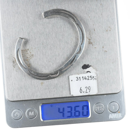 6" Orville Tsinnie Navajo hand stamped sterling silver stacker cuff bracelet