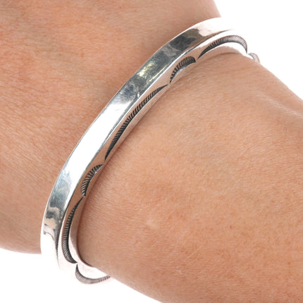 6" Orville Tsinnie Navajo hand stamped sterling silver stacker cuff bracelet