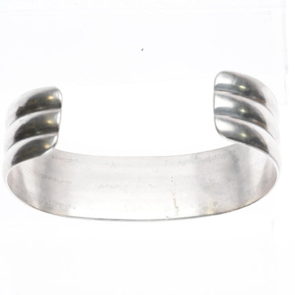 6.75" Vintage Navajo 3 ring sterling silver stacker cuff bracelet