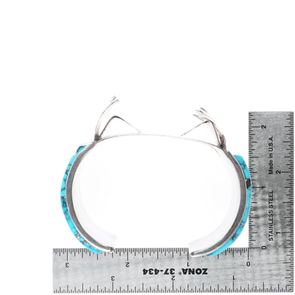 6.75" Vintage Navajo sterling silver spiderweb turquoise watch cuff bracelet