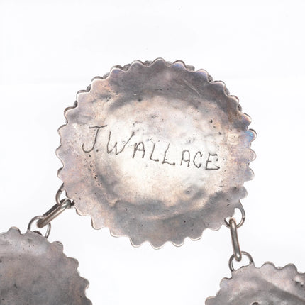 Vintage Judy Wallace Zuni turquoise cluster petit point necklace sterling silver