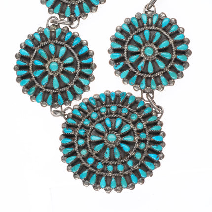 Vintage Judy Wallace Zuni turquoise cluster petit point necklace sterling silver