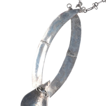 Vintage Calvin Peterson Navajo Sterling silver malachite cluster bib necklace